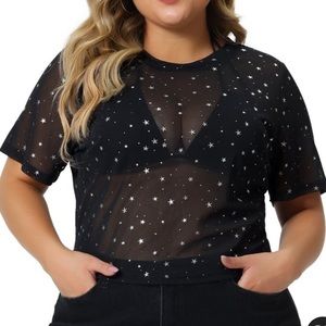 1 x / juniors xl sheer shirt with embellishment